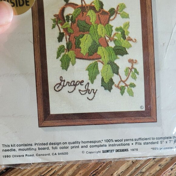 Jiffy Stitchery Embroidery kit needlework plants Grape Ivy Sunset Designs 90s - Picture 2 of 3